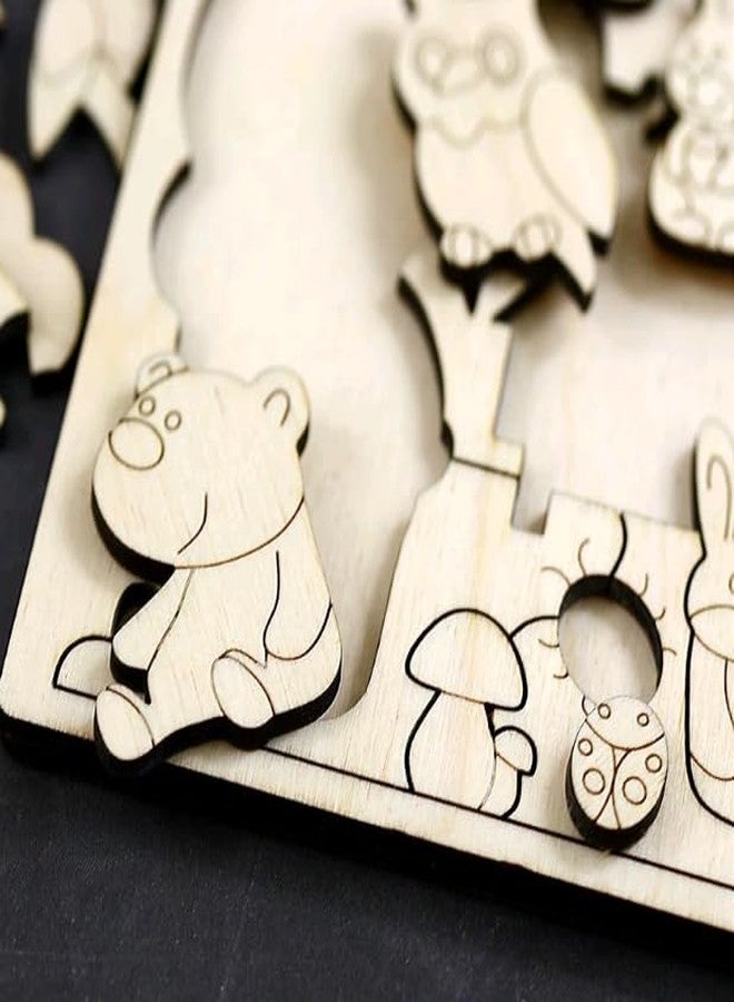 MeeCraft Woodland Animals Jigsaw Puzzle for Kids for Playing and Colouring, 37x27cm, Brown. - Image 2